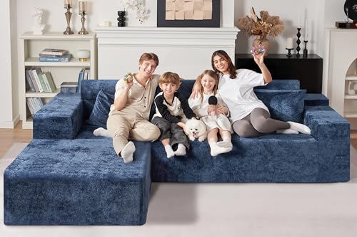 HABUTWAY 105" L-Shape Modular Sectional Sofa, Grey Velvet G848557