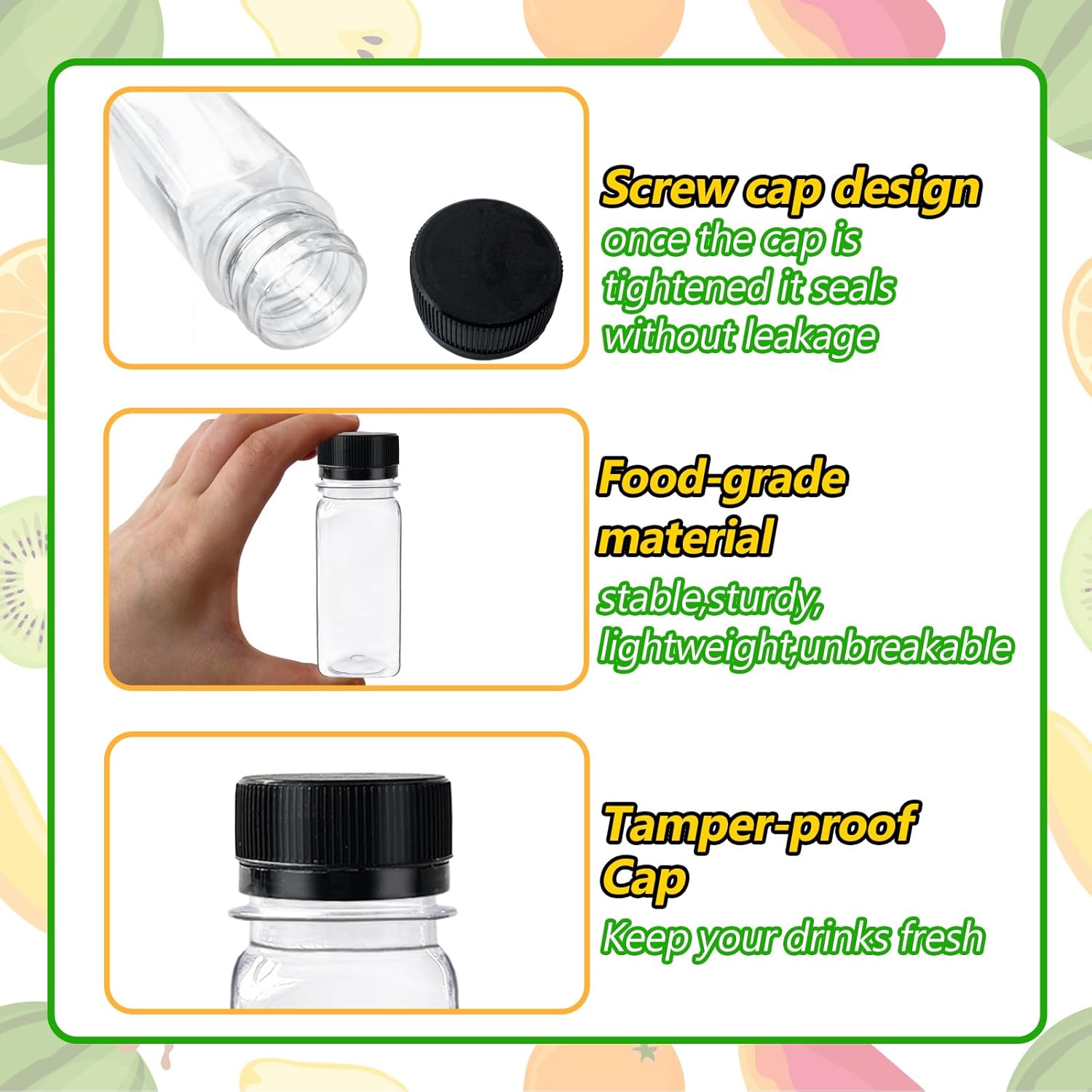 30PCS 2oz Plastic Shot Bottles with Caps and 10 Funnels B27262