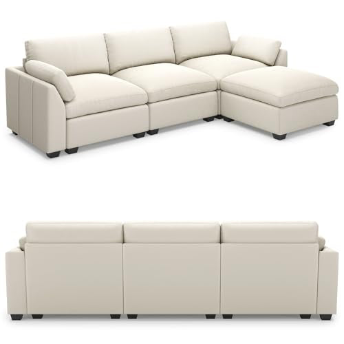 Belffin Extra Large Modular Sectional Sofa, 4-Seater L Shaped Velvet Couch, Black A1471