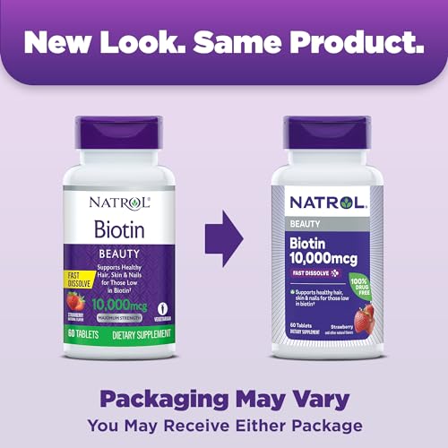 Natrol Beauty Biotin 10000mcg Dietary Supplement, 200 Tablets W487