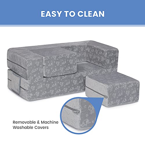 Delta Children Serta Perfect Sleeper Convertible Sofa & Play Set with 2 Ottomans, Grey O22117