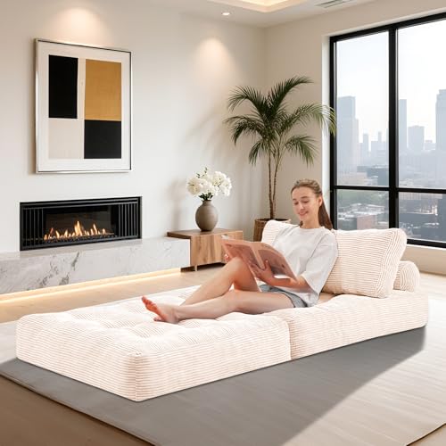 HABUTWAY Folding Sofa Bed Convertible Sleeper Chair with Dual-Pillow, Black D26880