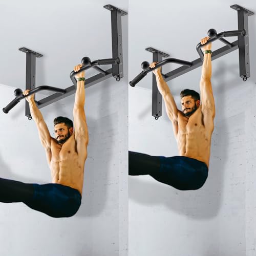 32" Ceiling Mounted Pull Up Bar - Heavy Duty, Adjustable, Home Gym with Punching Bag Hanger B99862