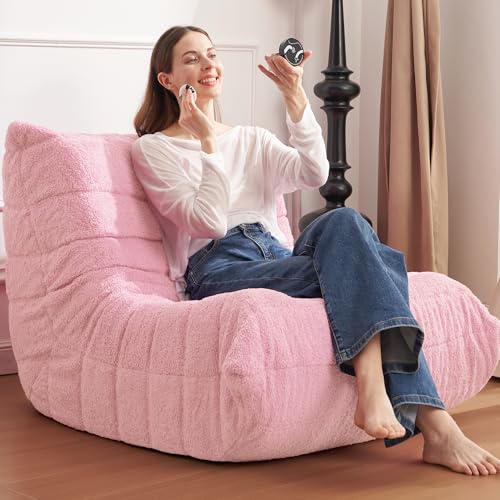Bean Bag Chair Big Sofa for Adults with Memory Foam, Black Plush A2357