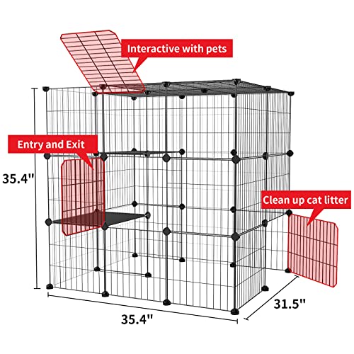 3-Tier Cat Cage Indoor Enclosure DIY Catio Detachable Metal Wire Kennel Large N50131