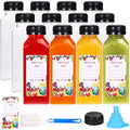 SUPERLELE 36pcs 12oz Empty Plastic Juice Bottles with Caps, Reusable Water Bottles, Clear Bulk Drink Containers with Black Tamper Evident Lids for Juicing, Smoothie, Drinking and Other Beverages