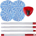 Spin Mop Replace Head, Base, Handle Compatible with O cedar EasyWring RinseClean Microfiber Spin Mop, 4 Microfiber Mop Refills, 1 Triangle Mop Base and 58in Mop Handle (Blue (2-Tank System))
