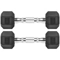 Hex Dumbbells Rubber Coated Cast Iron Hex Black Dumbbell Free Weights for Exercises