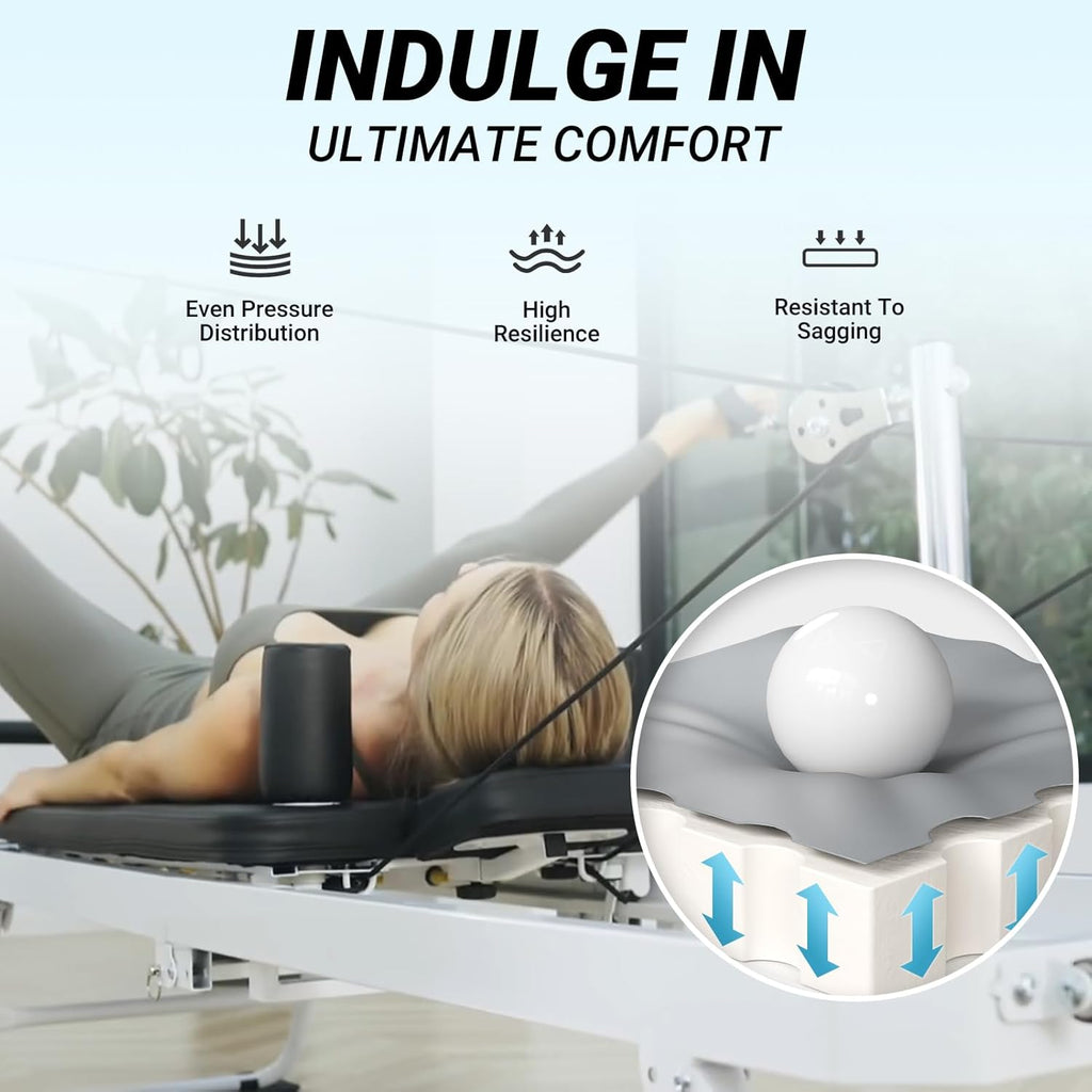 PAETA Foldable Pilates Reformer with Dual Resistance Springs and Cords, 400 LBS Capacity Y2925