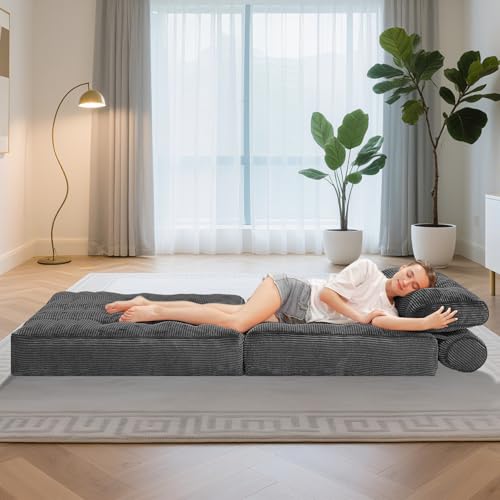 HABUTWAY Folding Sofa Bed Convertible Sleeper Chair with Dual-Pillow, Black D26880