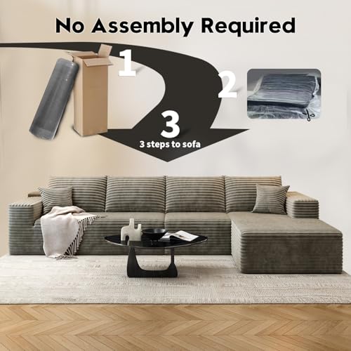 Cloud Modular Sectional Sofa with Ottoman, U Shaped, Black M332378