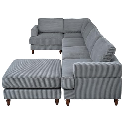 Oversized Modular Sectional Sofa with Movable Ottoman E909