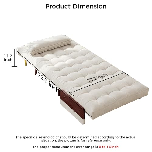 Convertible Chair Bed Sleeper for Adults with Wooden Arms, Linen G638