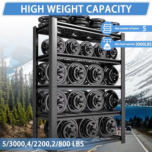 5-Tier Heavy Duty Garage Shelving Unit with Wire Shelves, 3000 LBS Capacity Metal Storage Rack V361