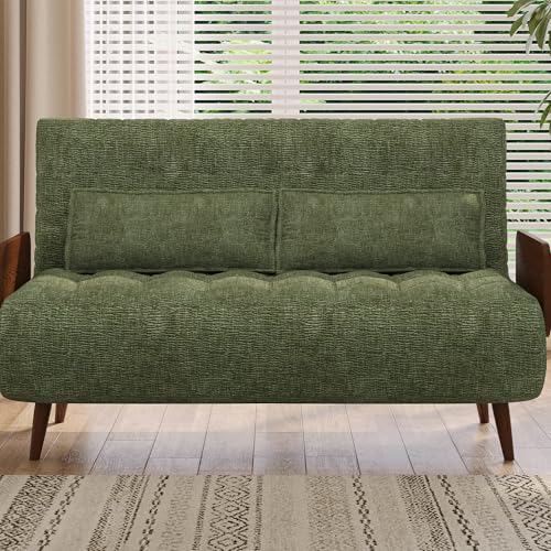 Convertible Chair Bed Sleeper for Adults with Wooden Arms, Linen G638