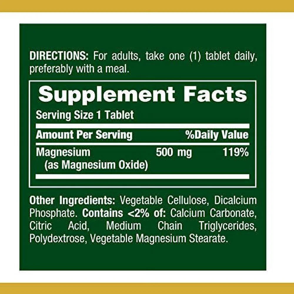 Nature's Bounty Magnesium 500mg, Twin Pack 400 Tablets X716487