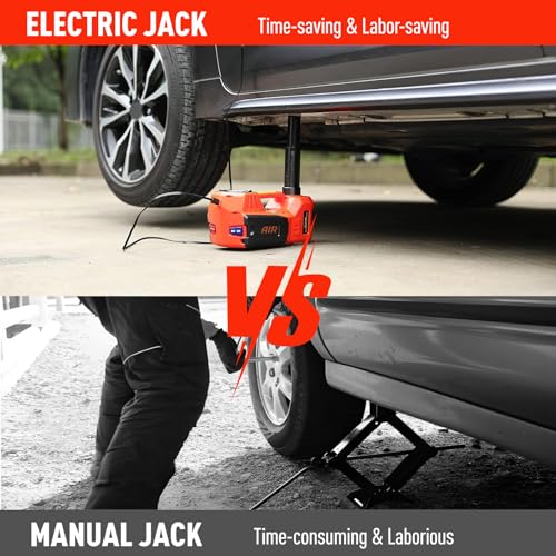 12V 5 Ton Electric Car Jack with Integrated Tire Pump for SUV Truck Sedan X6558