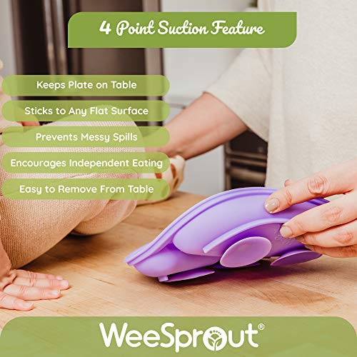WeeSprout Suction Plates with Lids for Babies & Toddlers, 100% Silicone, 3 Pack S449223