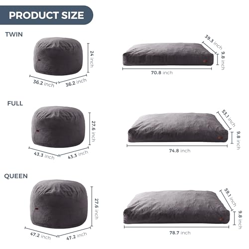 MAXYOYO Giant Bean Bag Chair Bed for Adults, Convertible Floor Sofa G466
