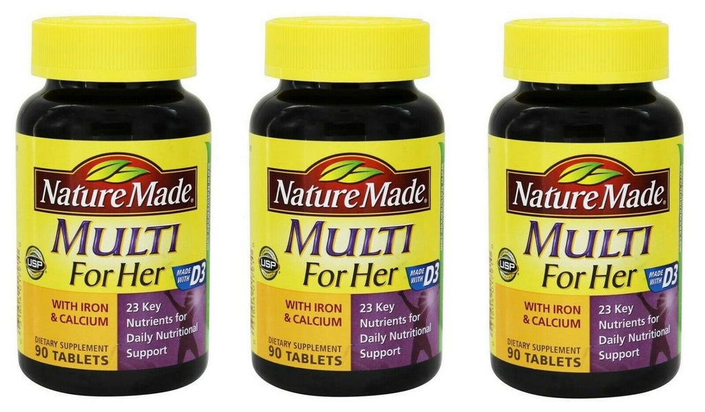 Nature Made w/ Iron & Calcium D3 Dietary Supplement Tablets, 90ct, 3-Pack
