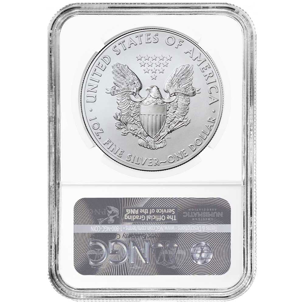 2021 $1 American Silver Eagle NGC MS69 Trolley Label M82355