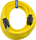 Clear Power 50 ft Heavy Duty Outdoor Extension Cord 12/3 SJTW, Water & Weather Resistant, Flame Retardant, Yellow, 3 Prong Grounded Plug, CP10145