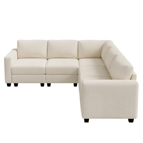 HONBAY Corduroy Modular Sectional Couch with Storage, Dark Gray A586576