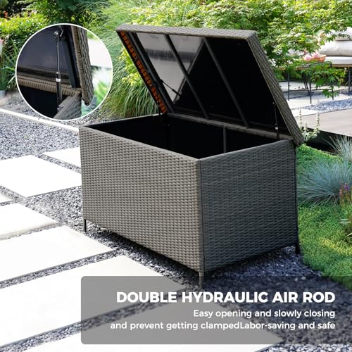 Grand patio 158 Gallon Deck Box Outdoor Storage with Lid Grey Z487
