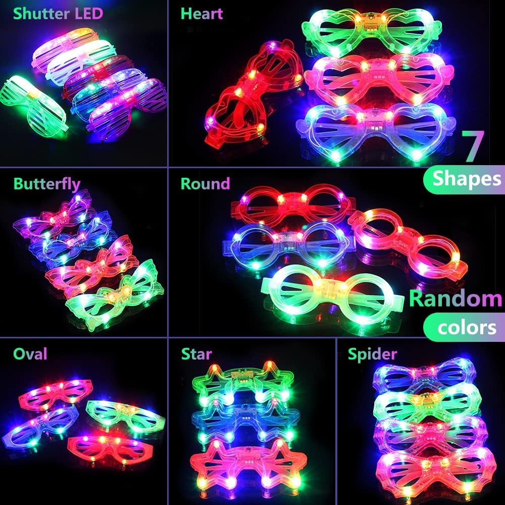 LED Glow Glasses for Party Favors Kids Adults N3937