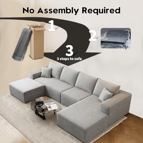 Cloud Modular Sectional Sofa with Ottoman, U Shaped, Black M332378