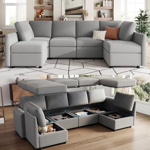 LINSY HOME Modular U Shaped Sectional Sofa with Storage, Blue M8981