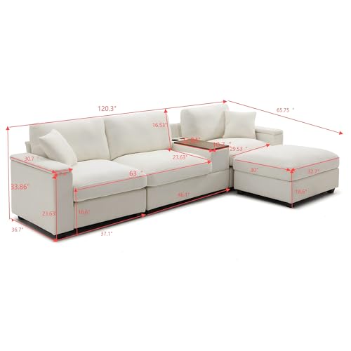 Oversized Modular Sectional Sofa with Movable Ottoman E909