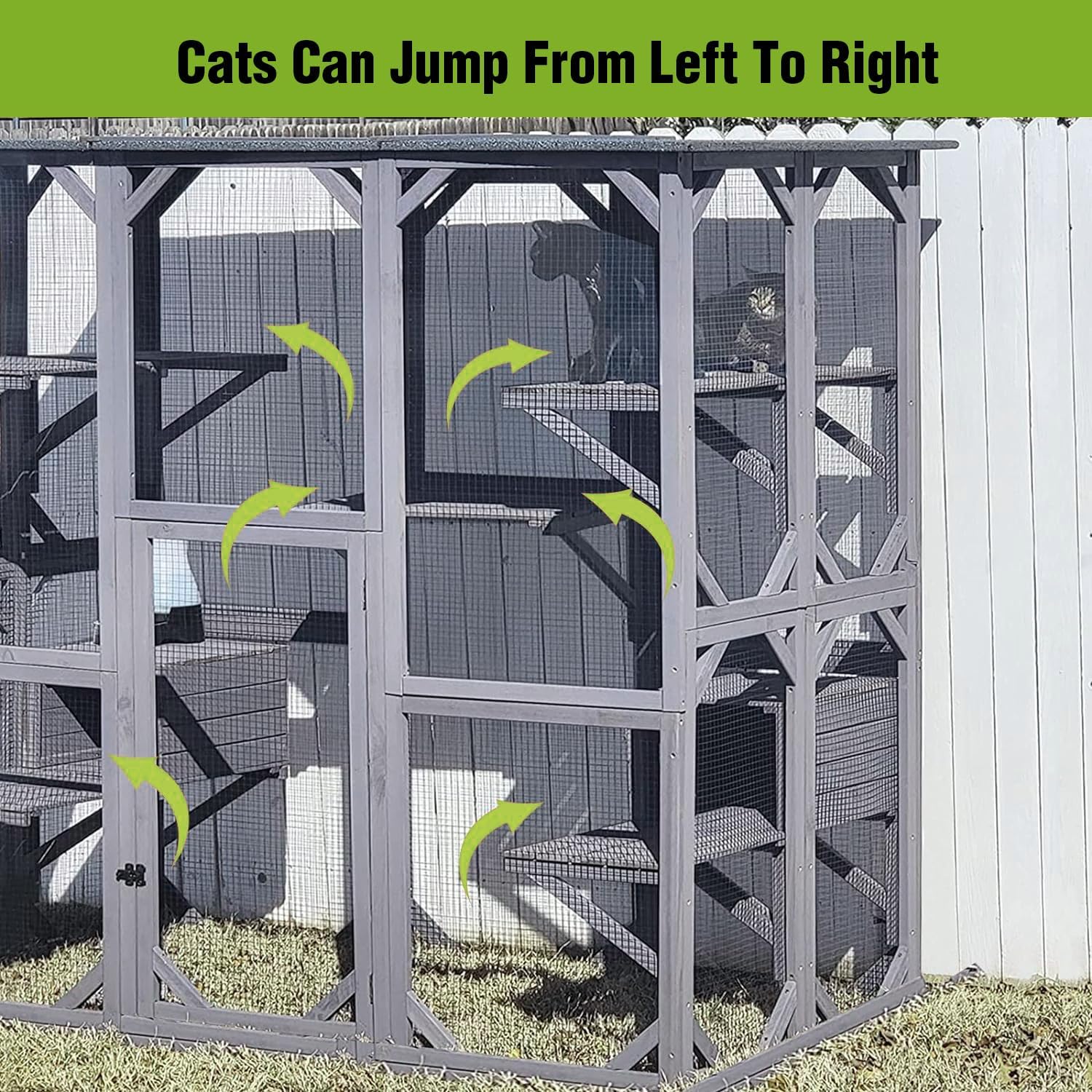 Gutinneen Large Catio Outdoor Cat Enclosure with Door, Platform & House S70001