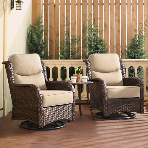 Luxury Patio Furniture Set 7PCS Wicker Conversation Set with Blue Cushions J5390