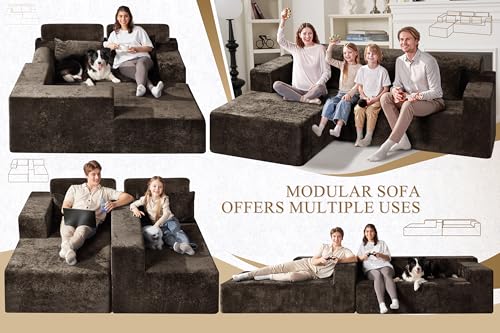 HABUTWAY 105" L-Shape Modular Sectional Sofa, Grey Velvet G848557