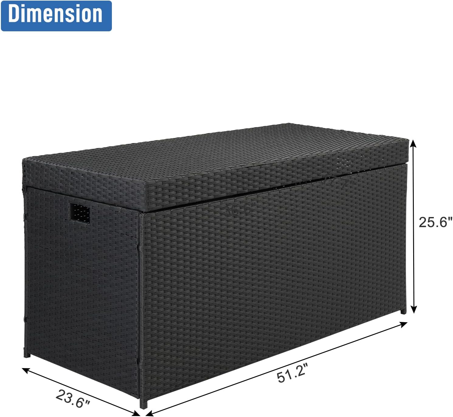132 Gallon PE Rattan Deck Box with Lid - Weather Resistant Storage Container P858