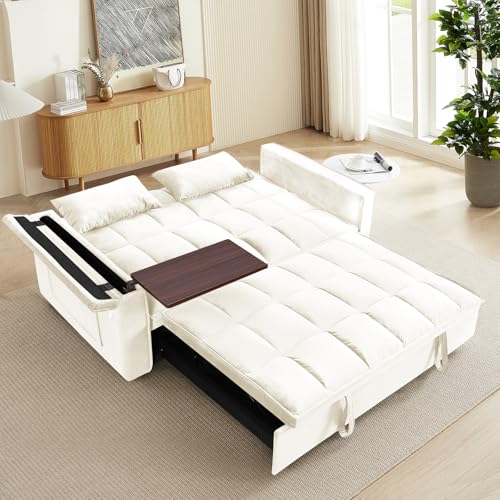 WIIS' IDEA Convertible Sofa Bed 3-in-1 Velvet Sleeper with Adjustable Backrest, Gray L188547