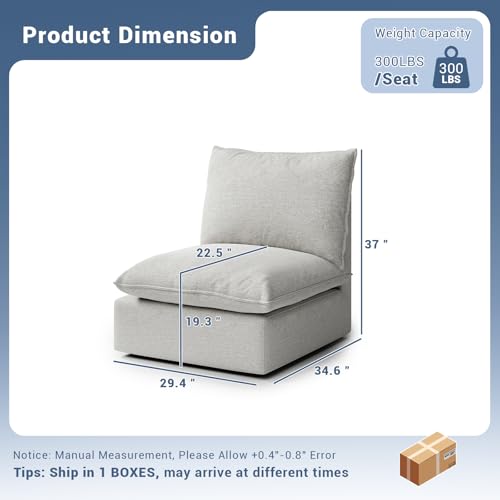 Cloud Modular Sectional Sofa, Waterproof Down Filled, High Backrest 5 Seater, Dark Gray J53470