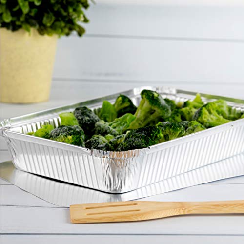 PLASTICPRO Disposable Aluminum Oblong Baking Pans with Cardboard Lids, 12 x 8 x 2 Inch, Pack of 10 U676
