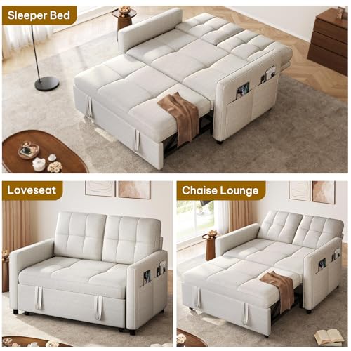 YITAHOME 55" Convertible Sofa Bed 3-in-1 Sleeper Sofa with Iron Frame, Grey L176893