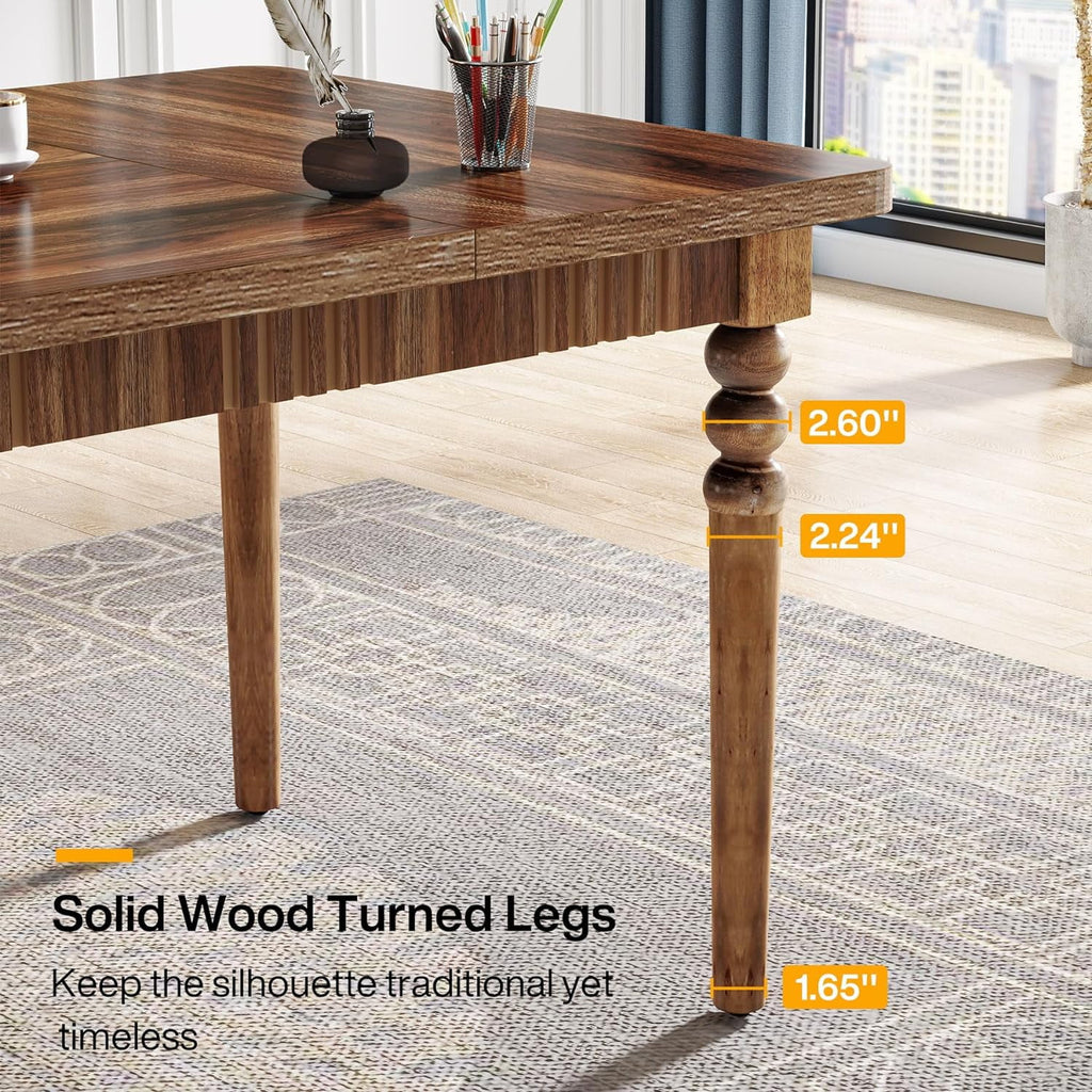 Tribesigns 63-Inch Executive Desk with Solid Wood Legs, Walnut J895