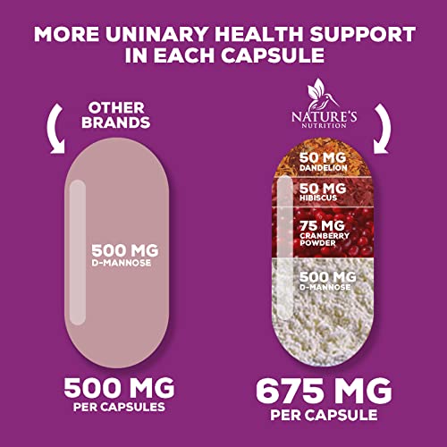D-Mannose & Cranberry Extract 1350mg, Urinary Tract Health Support, Non-GMO, Vegan - 120 Capsules D9170
