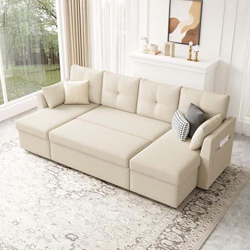Oversized Sleeper Sofa Couch with Double Storage Chaise, Dark Grey U1381
