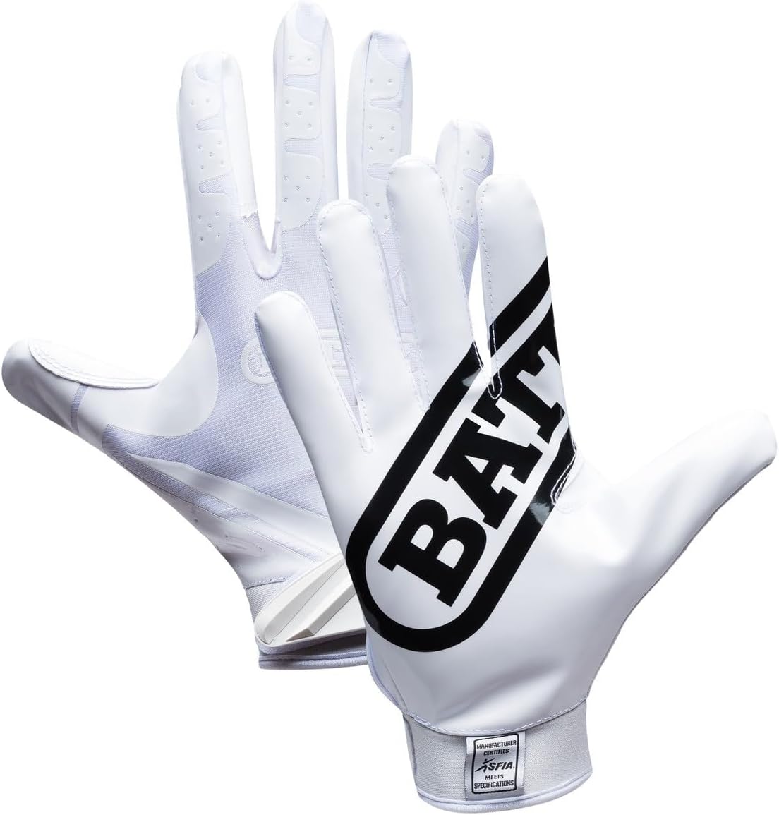 Battle Sports Double Threat Wide Receiver Football Gloves - Adult and Youth Football Gloves - Ultra Stick Gloves - Youth Small, White