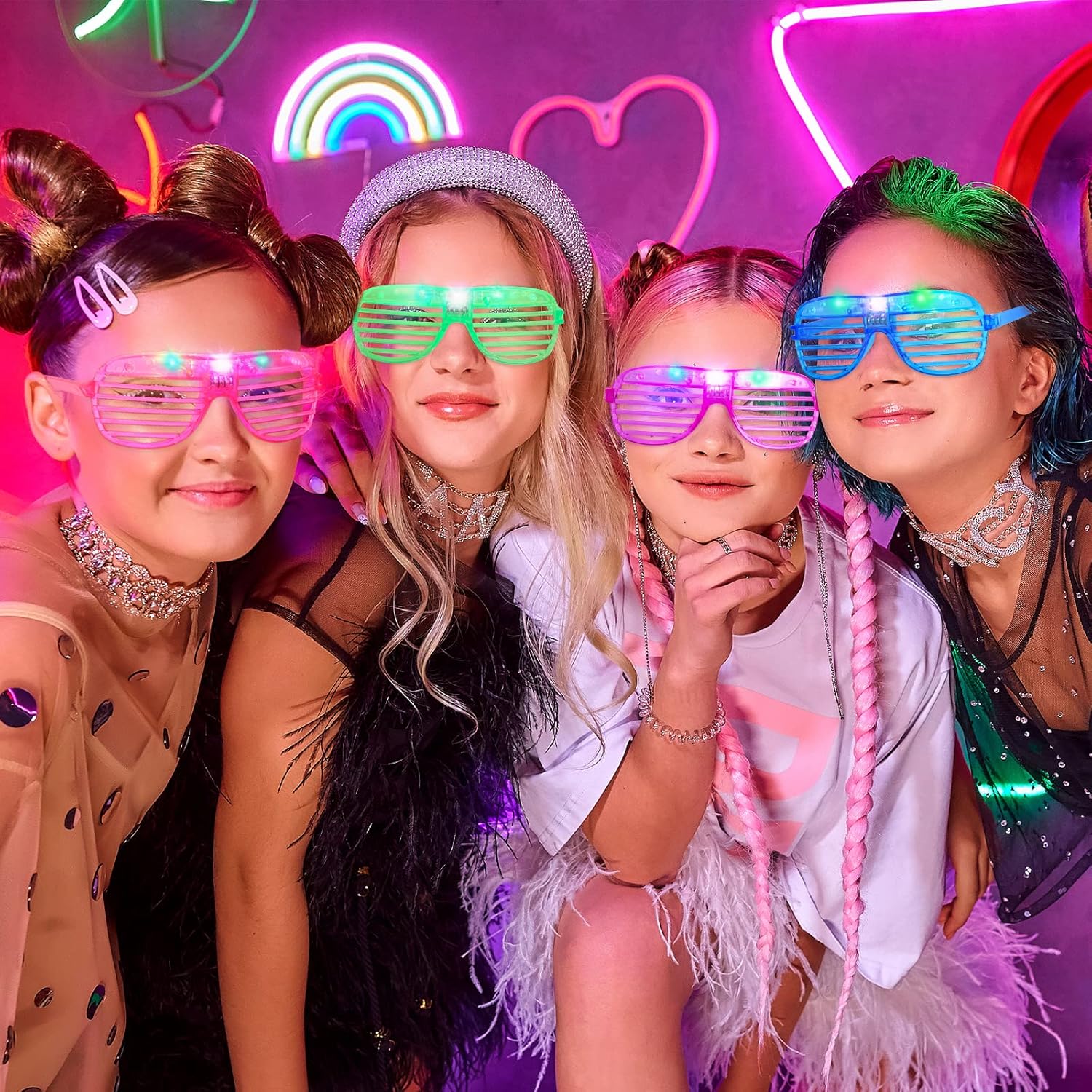 Hxezoc 15 Pack LED Glow in The Dark Glasses for Kids Adults Party Favors V48252