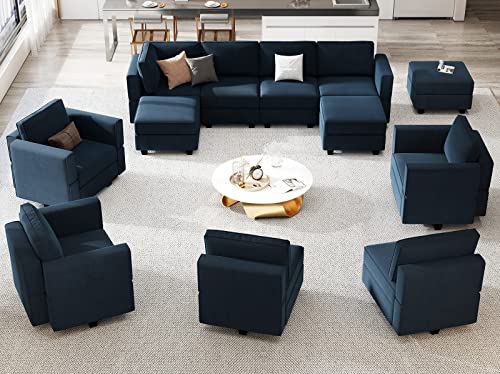 Belffin Modular Velvet Sectional Sofa with Chaise Lounge and Storage, Grey T418154