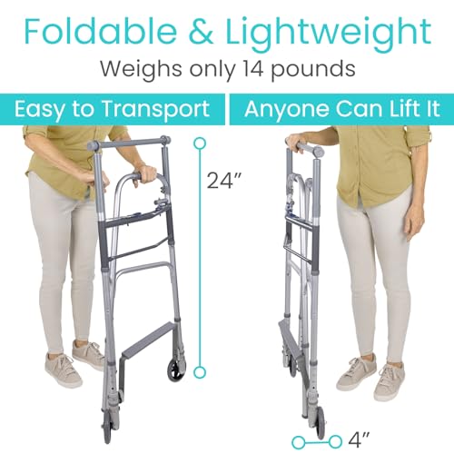 Vive Sit to Stand Walker - Lightweight Folding Rollator for Seniors A92008