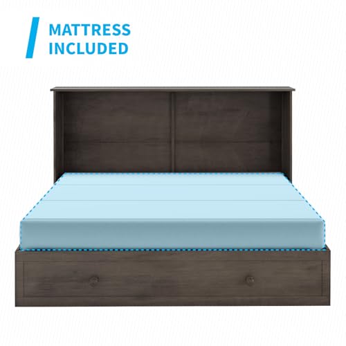 Mjkone Queen Size Murphy Bed with Tri-Folding Mattress and Charging Station N4725