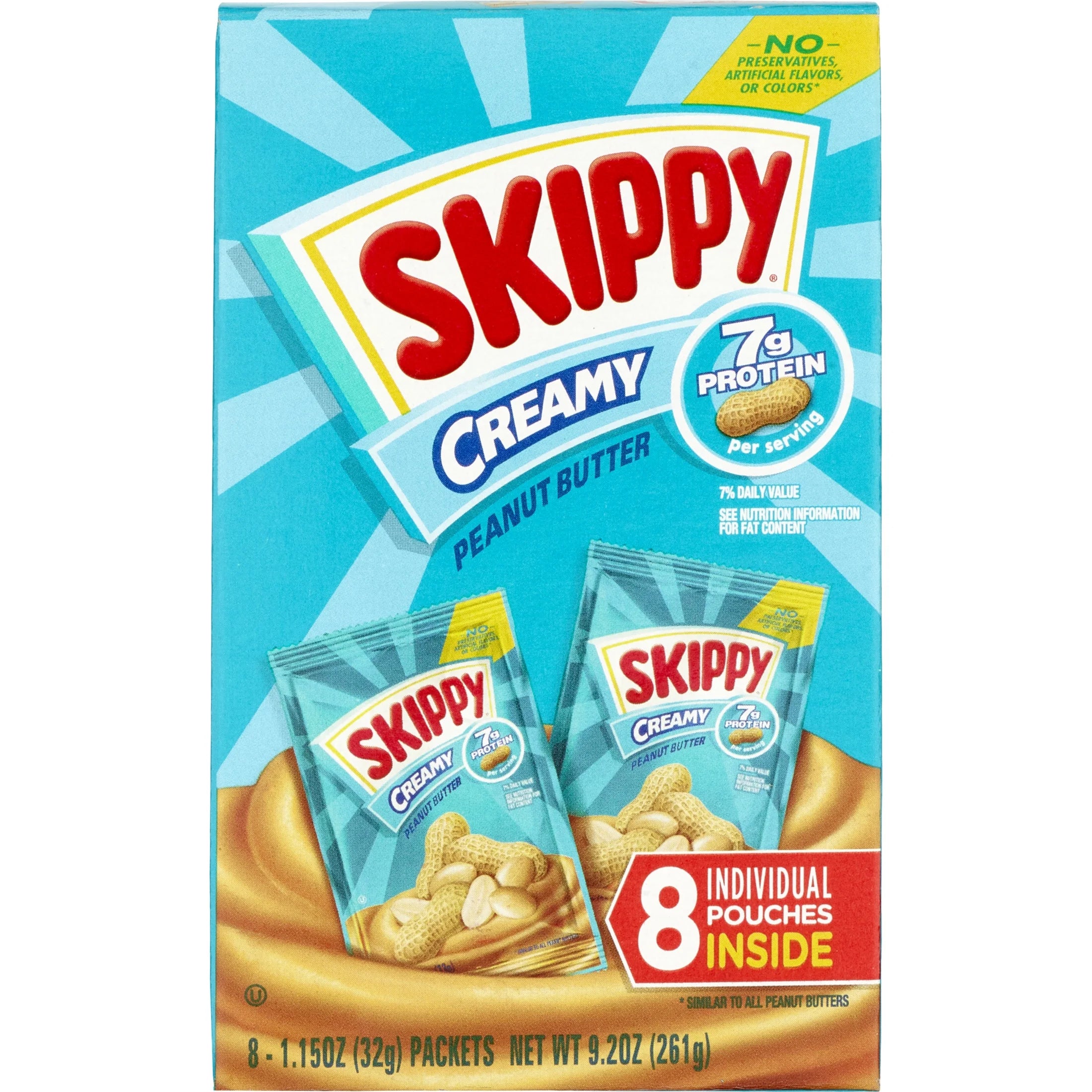 SKIPPY Creamy Peanut Butter Squeeze Packs, 1.15 oz (64 Count) M801702