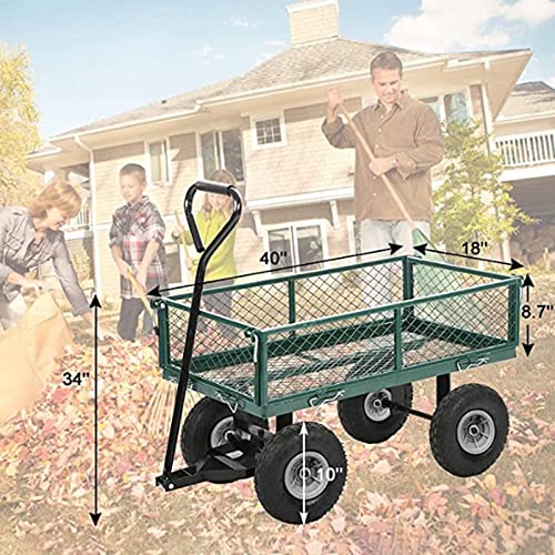 Garden Carts Utility Wagon 400lb Capacity Steel Frame 10in Tires Green N973829